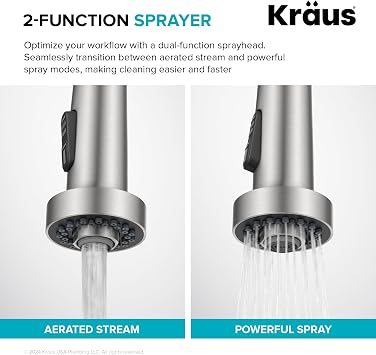 KRAUS Bolden 2-Function Single Handle Pull Down Kitchen Faucet in Matte Black, KPF-1616MB
