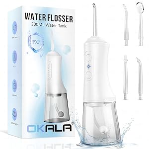 Water Dental Flosser - Portable Cordless Oral Irrigator 300ML Rechargeable IPX7 Waterproof Irrigation Cleaner for Teeth Cleaning Flossing