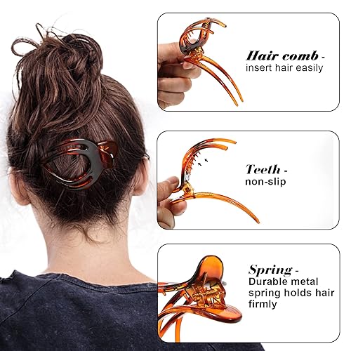 Miniatura 132 de Pinzas para el cabello French Concord, 6 pinzas para el cabello planas deslizantes laterales para volumen, agarre fuerte, agarre antideslizante