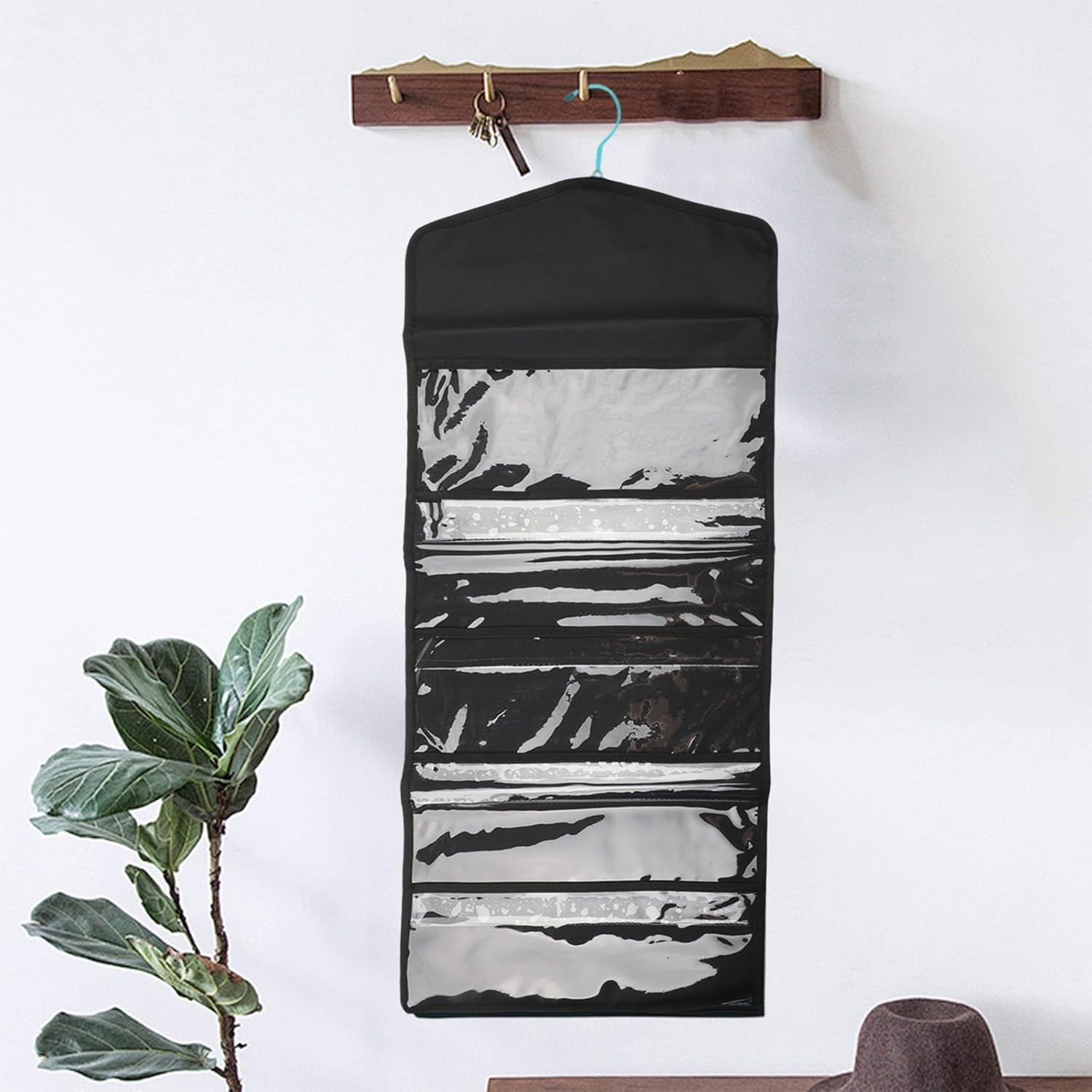 CYRENT Gifts Bag and Tissue Paper Storage Hanging Organizer with Multiple Pockets for Wrapping Paper and Ribbons Black