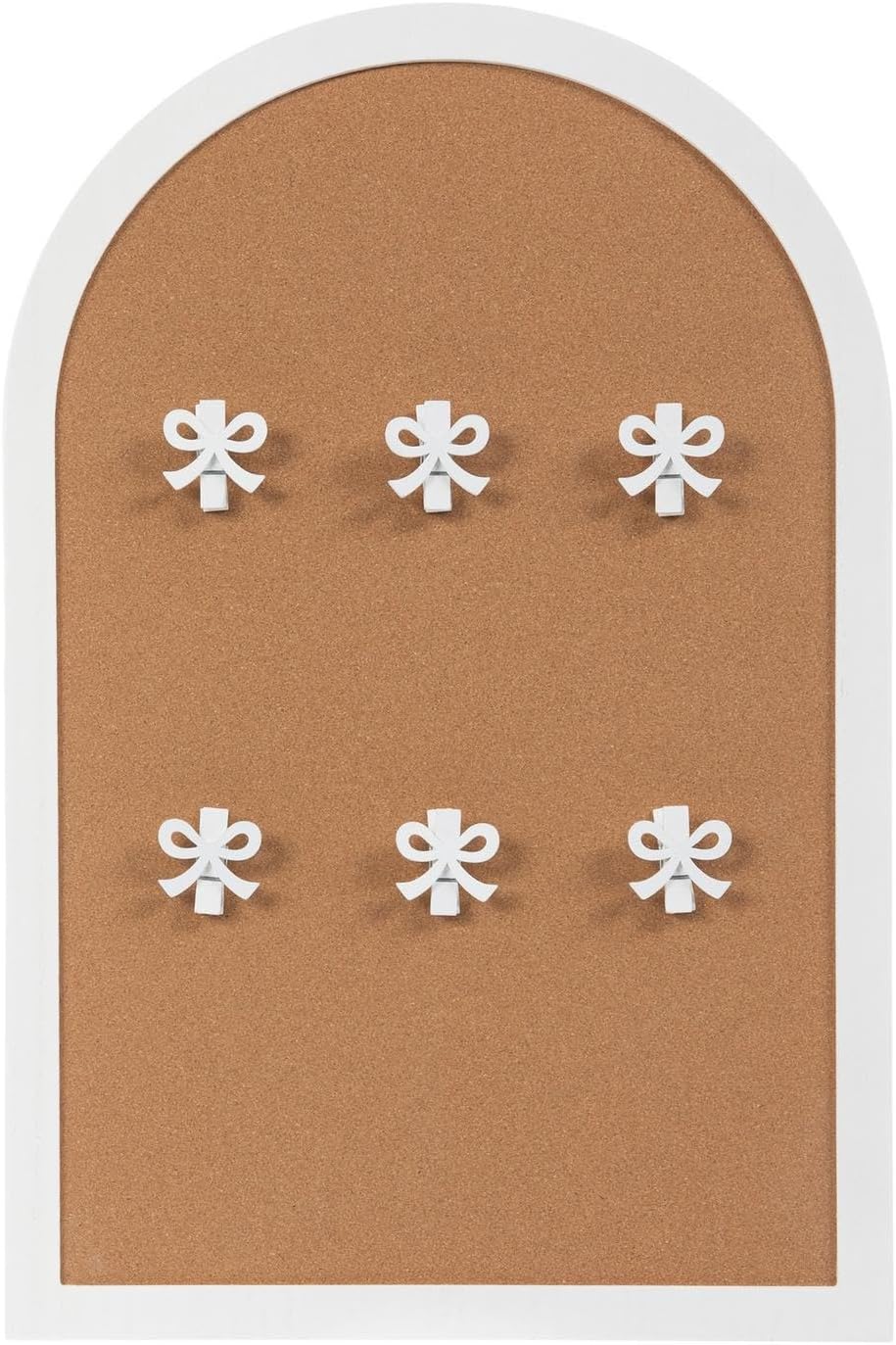 Hobby Lobby Arched Cork Board with Bow Push Pins, White, 24x16 Inch, MDF Frame, Vertical Wall Bulletin Board for Dorm or Office