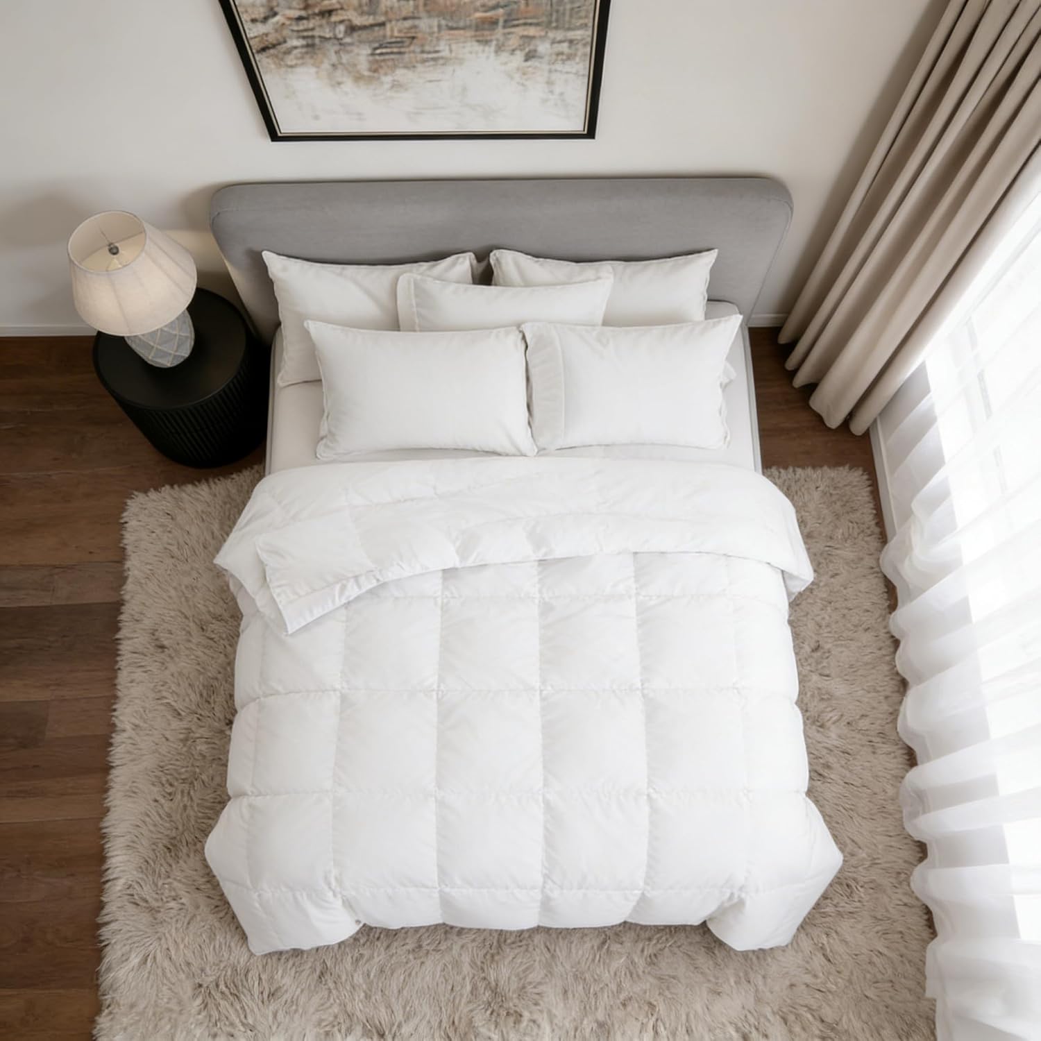 Royal Luxe Goose Feather Down Fiber Comforter, All Season, 68 x 90 Inch