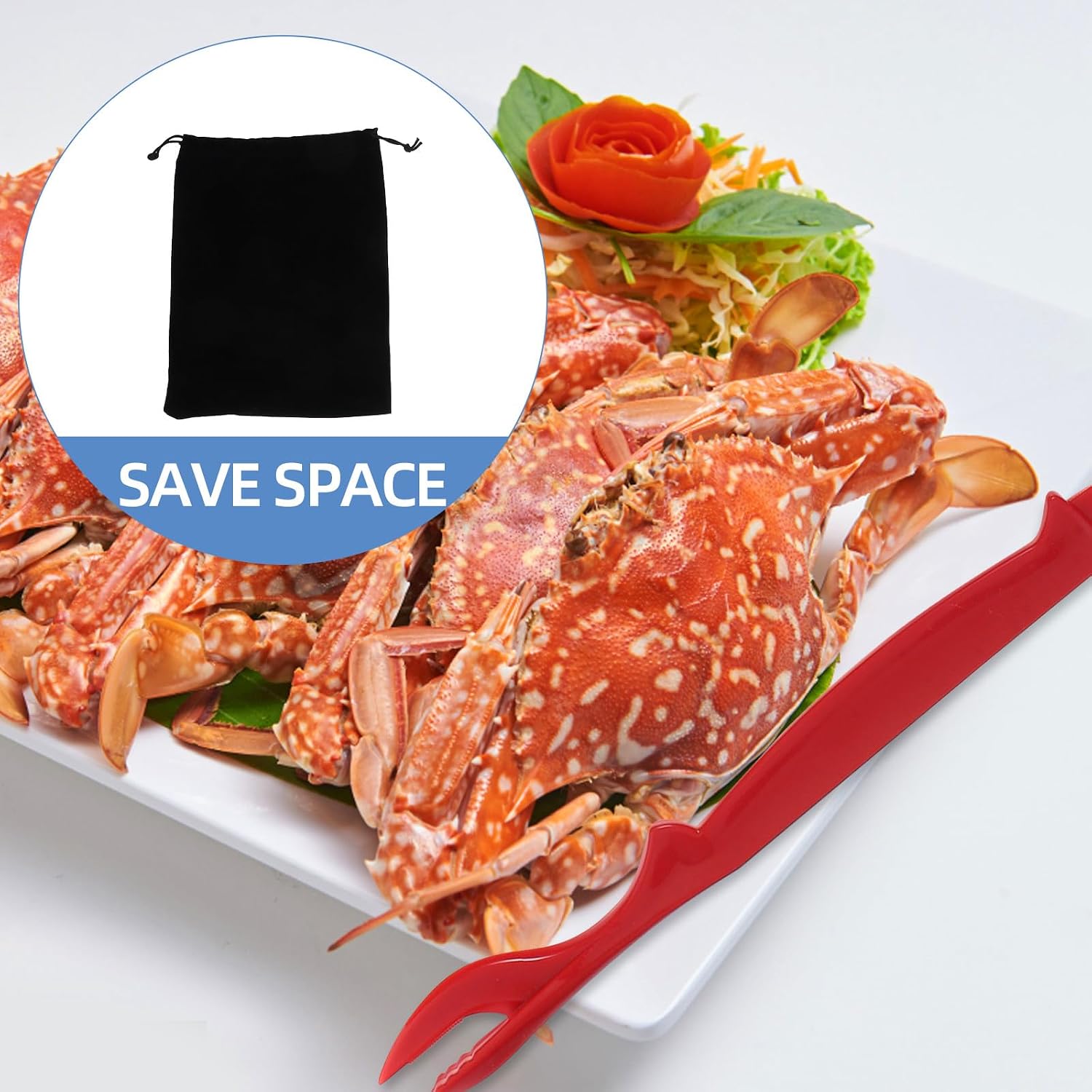 Seafood Tools Set 8pcs Crab Claw Crackers Lobster Sheller Nutcracker Tools with Forks Scissors and Storage Bag for Shellfish Dining