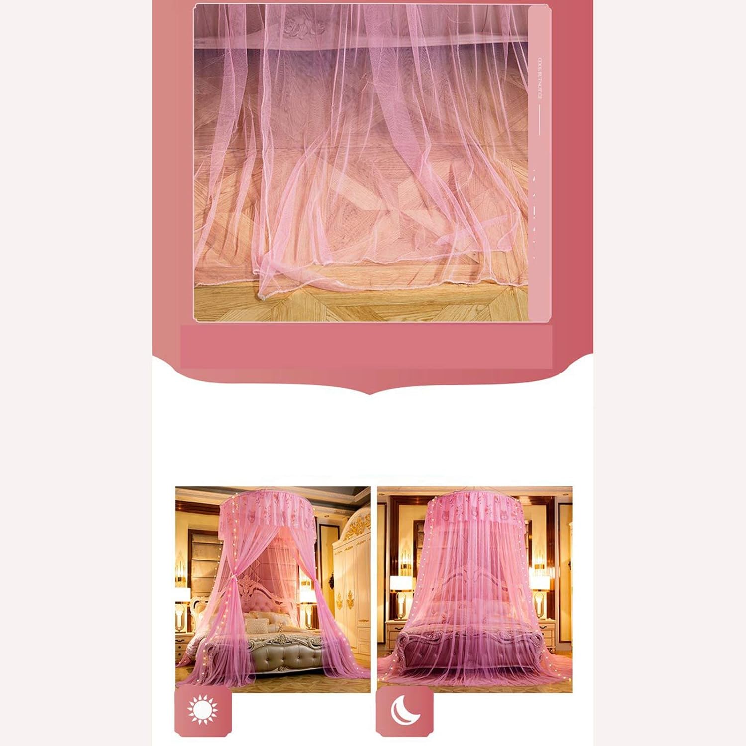 Bed Canopy for Girls Luxurious Elegant Bedroom Decorations Canopy Net Easy Installation Bedroom Accessory Hanging Curtain Birthday Gift Single Bed Tent (Water Green 120 * 280cm)