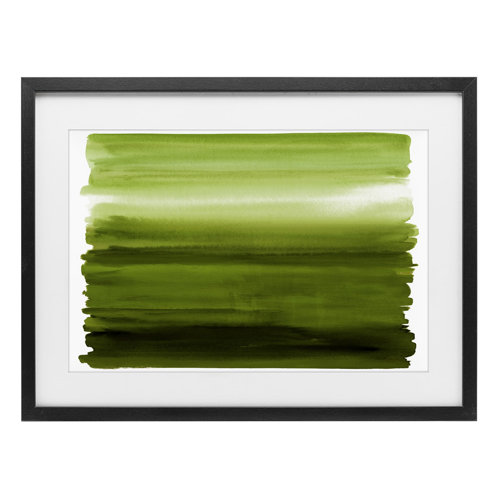 Stupell Industries Ombre Green Gradient Wall Art for Dining Room, Serene Abstract Nature Decor, 17 x 23 Inch Framed Matted Print Under Glass, by Allie Corbin, Made in USA Gift