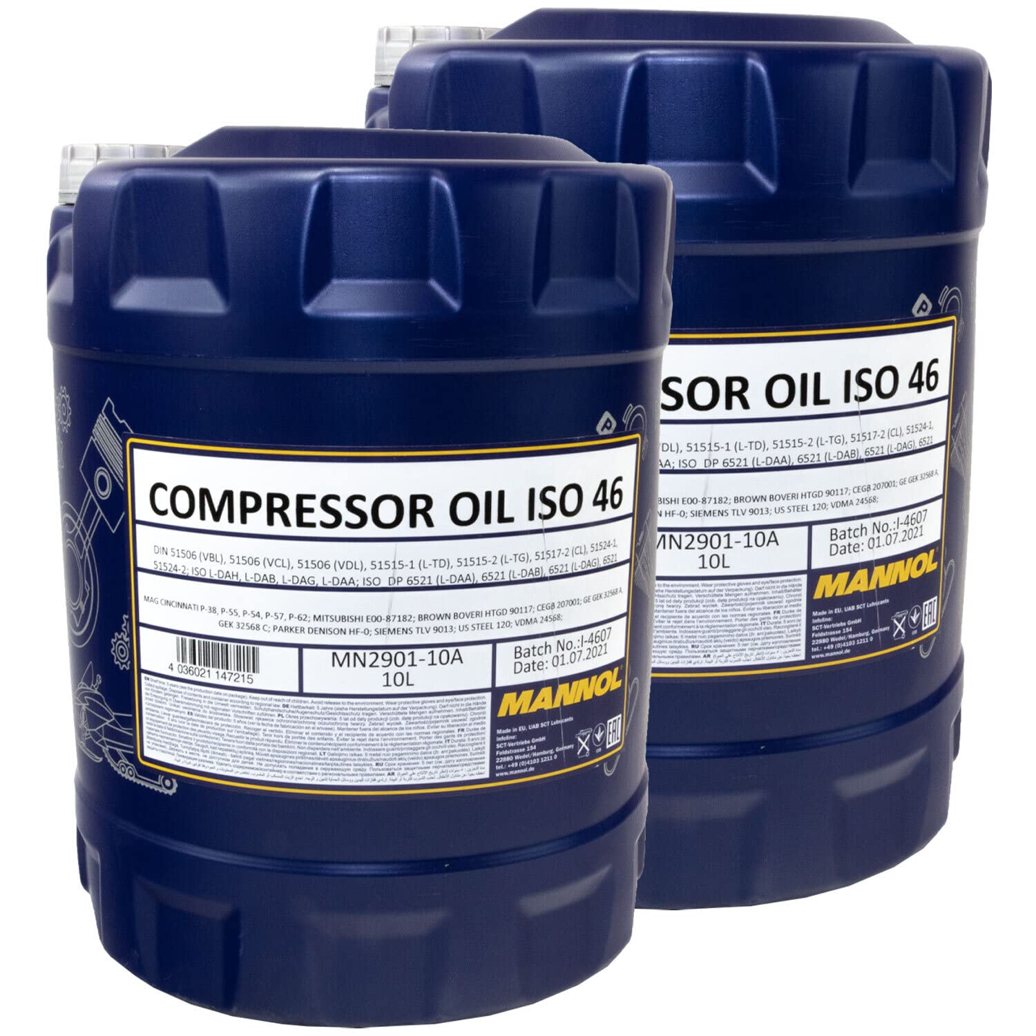 Kompressoröl Kompressor Öl MANNOL ISO 46 2 X 10 Liter