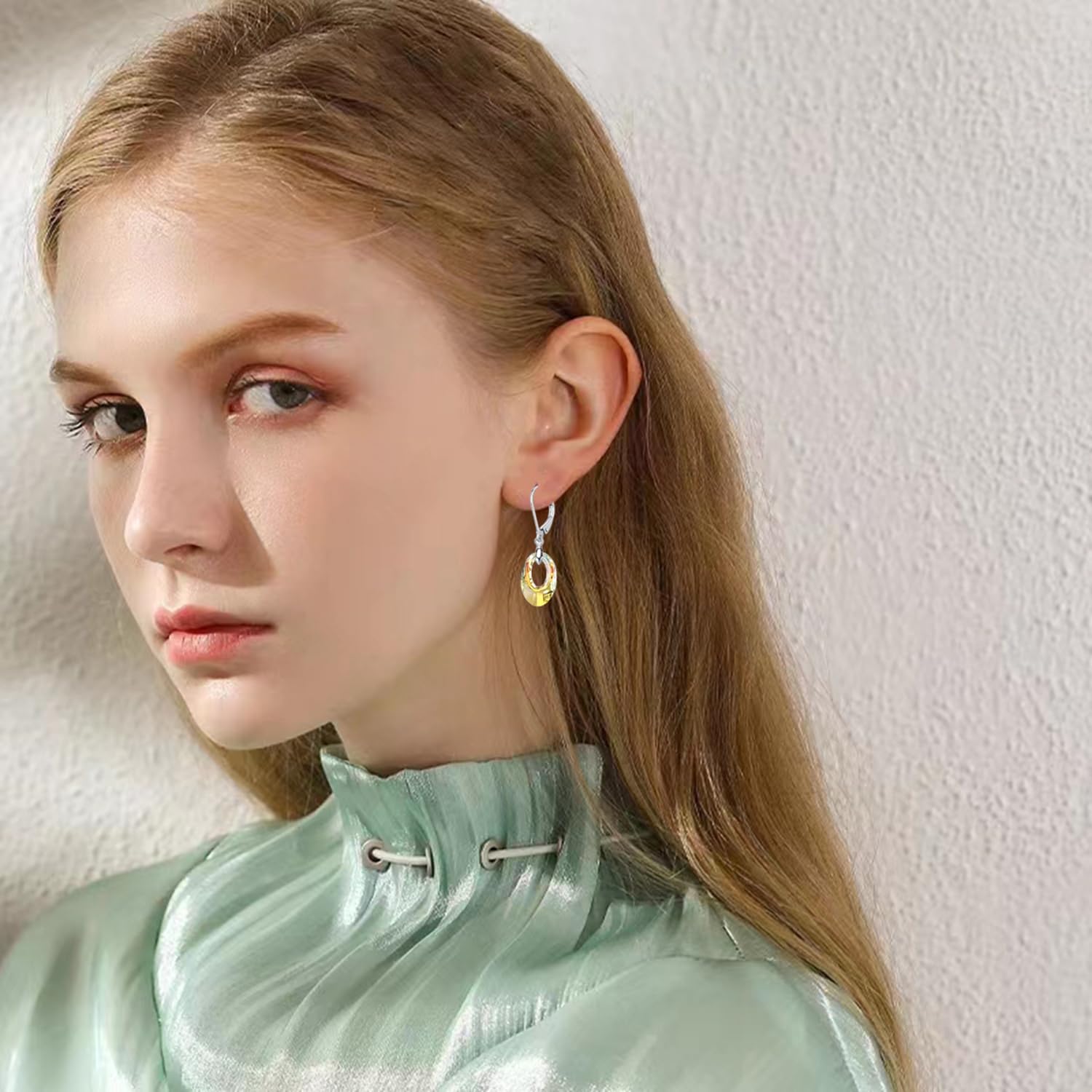 Austrian Crystal Leverback Dangle Earrings for Women,Lightweight Sterling Silver Hypoallergenic Earrings Jewelry Gifts - Image 6