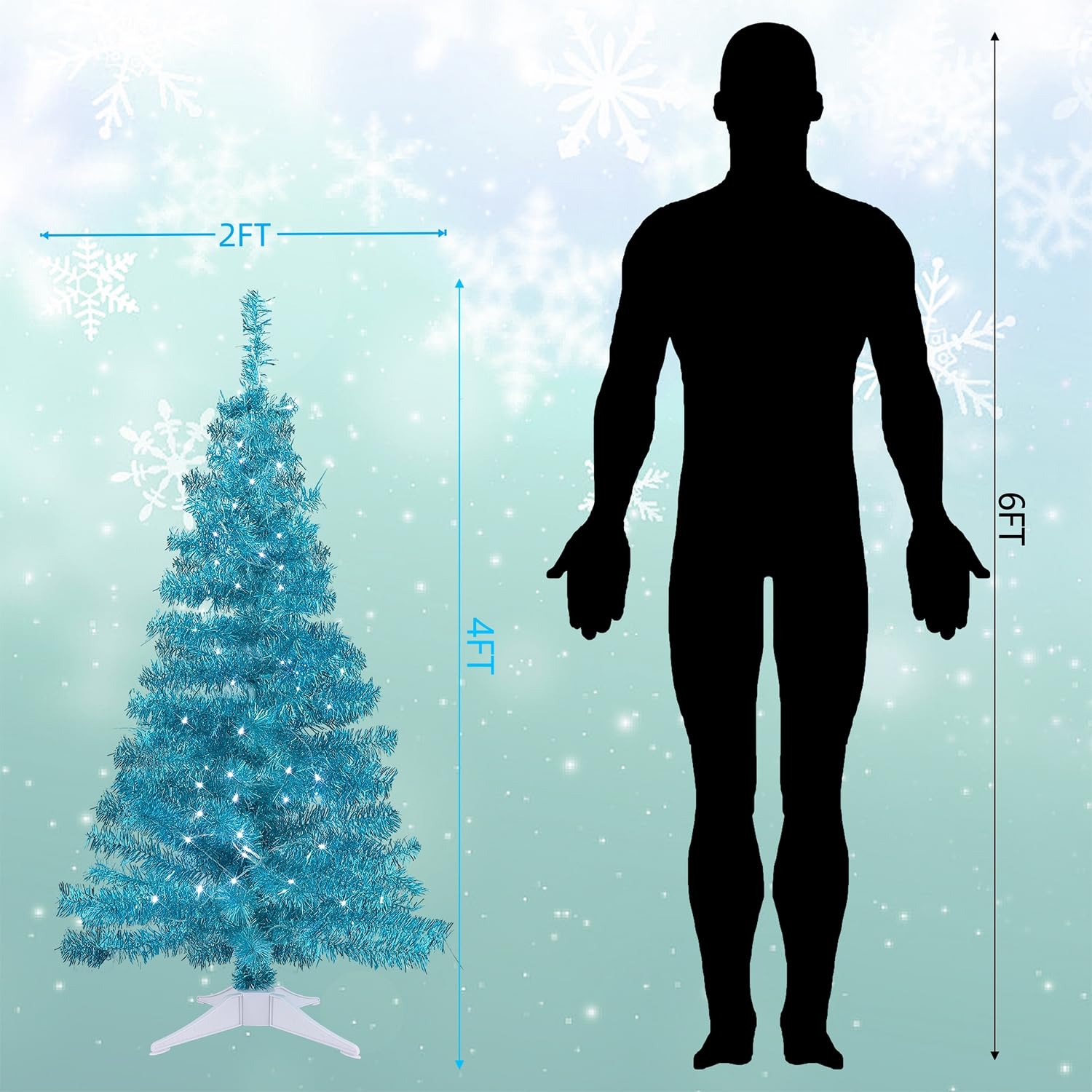 Juegoal Sapin de Noël artificiel pré-éclairé de 1,2 m, alimenté par piles, guirlande verte avec 70 lumières LED blanc chaud, 8 modes d'éclairage et minuterie pour Noël, vacances, décoration de fête