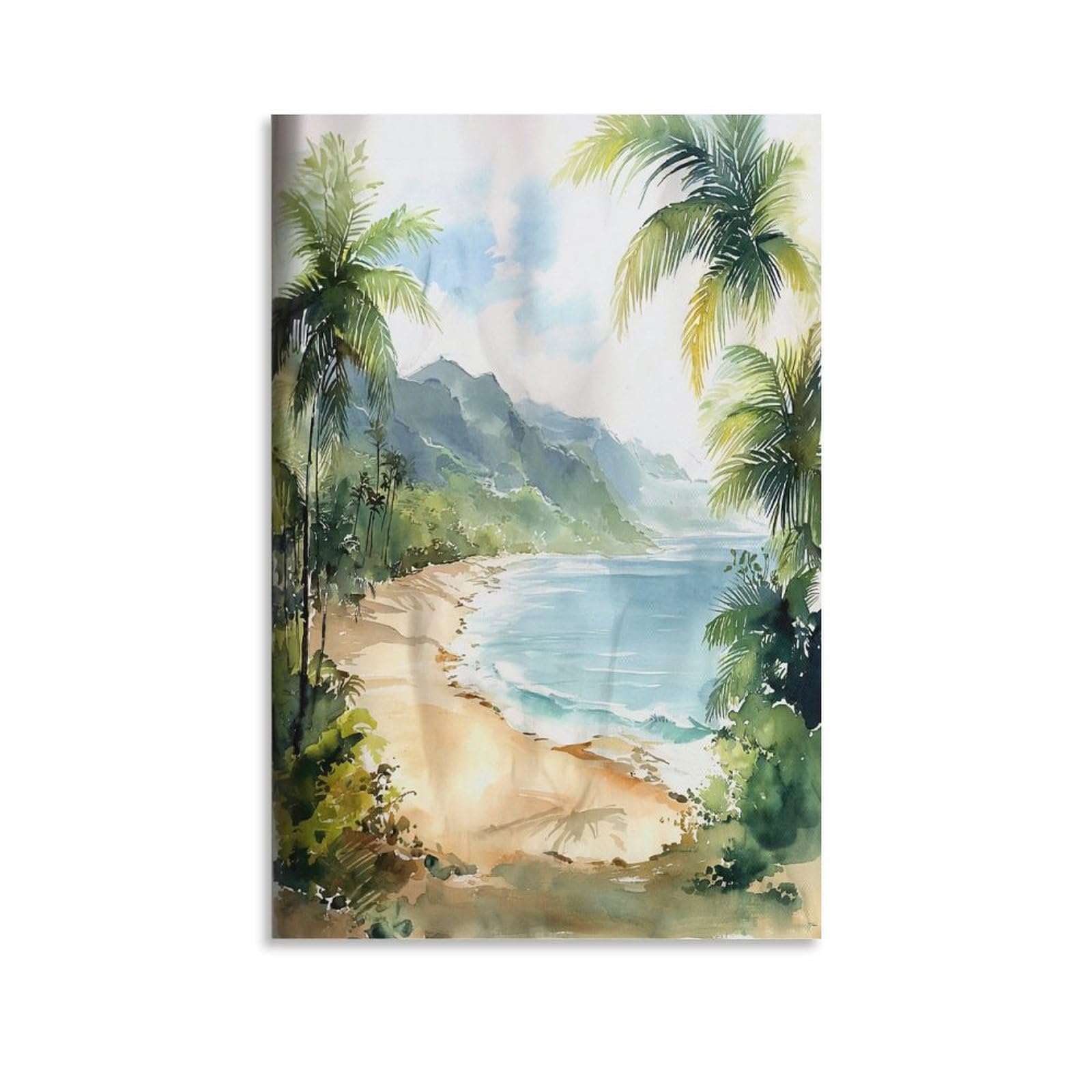 XWYMXZ Costa Rica Watercolor Print Arenal Volcano San José Travel Poster Tree 24x36inch(60x90cm) Vintage Watercolor Canvas Art