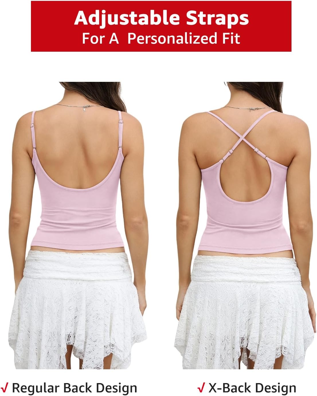 Womens Cotton Scoop Neck Tank Top Adjustable Spaghetti Strap Camisole Basic Summer Fitted Backless Shirts 2026 - Image 5