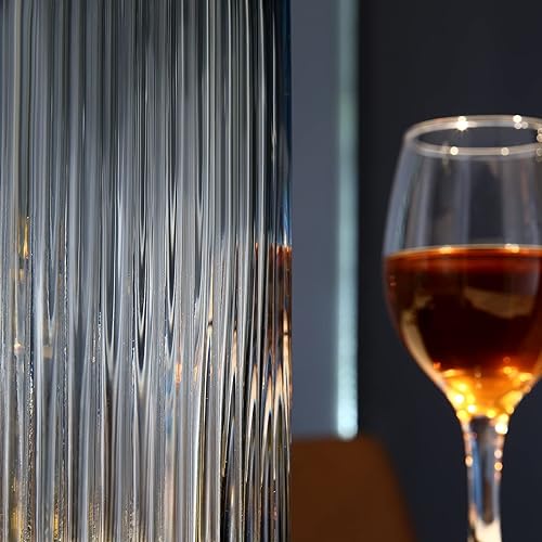 Miniatura 3 de Dinyeo Florero cilíndrico pequeño de cristal gris acanalado para decoración de centros de mesa de comedor de granja