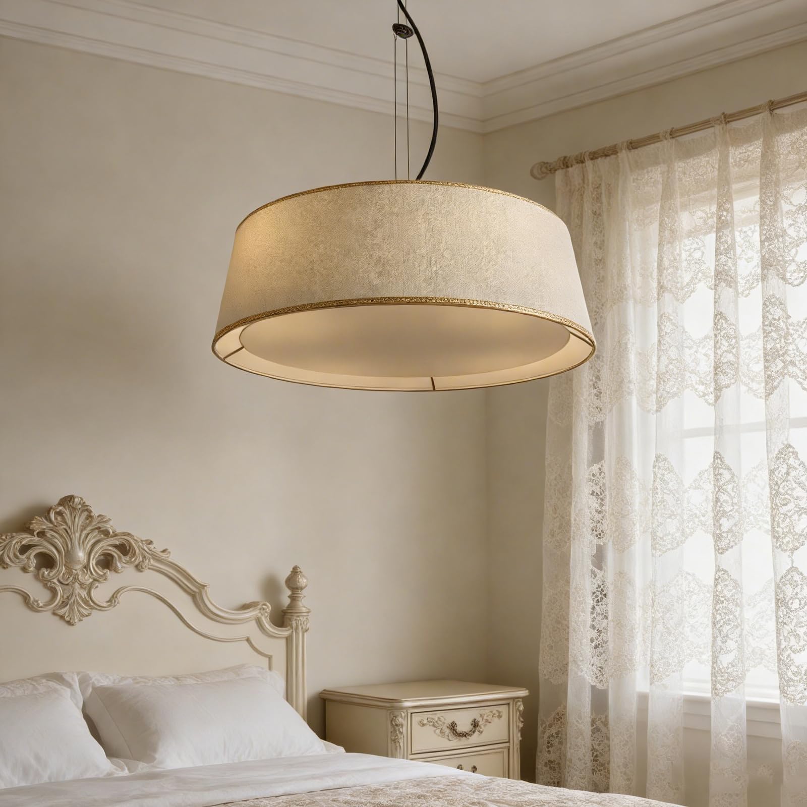 jour Rond en Tissu Beige Améliore L'ambiance et Réduit L'éblouissement pour Lampe de Table et Lampadaire pour et Chevets