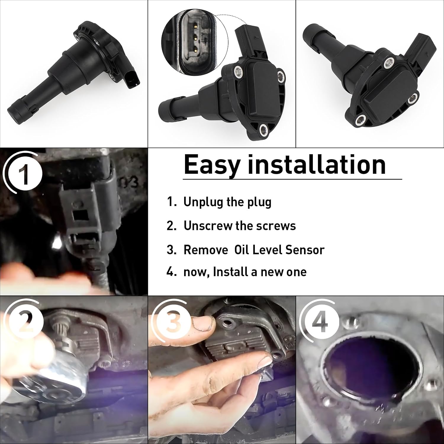 03F907660E Oil Level Sensor Compatible with Volkswagen Beetle 2017-2019 1.8L 2.0L,Passat 2018-2019 2.0L,Golf 2018-2019 2.0L,Tiguan 2018 2.0L,GTI 2018-2019 2.0L,Atlas 2018-2019 2.0L.
