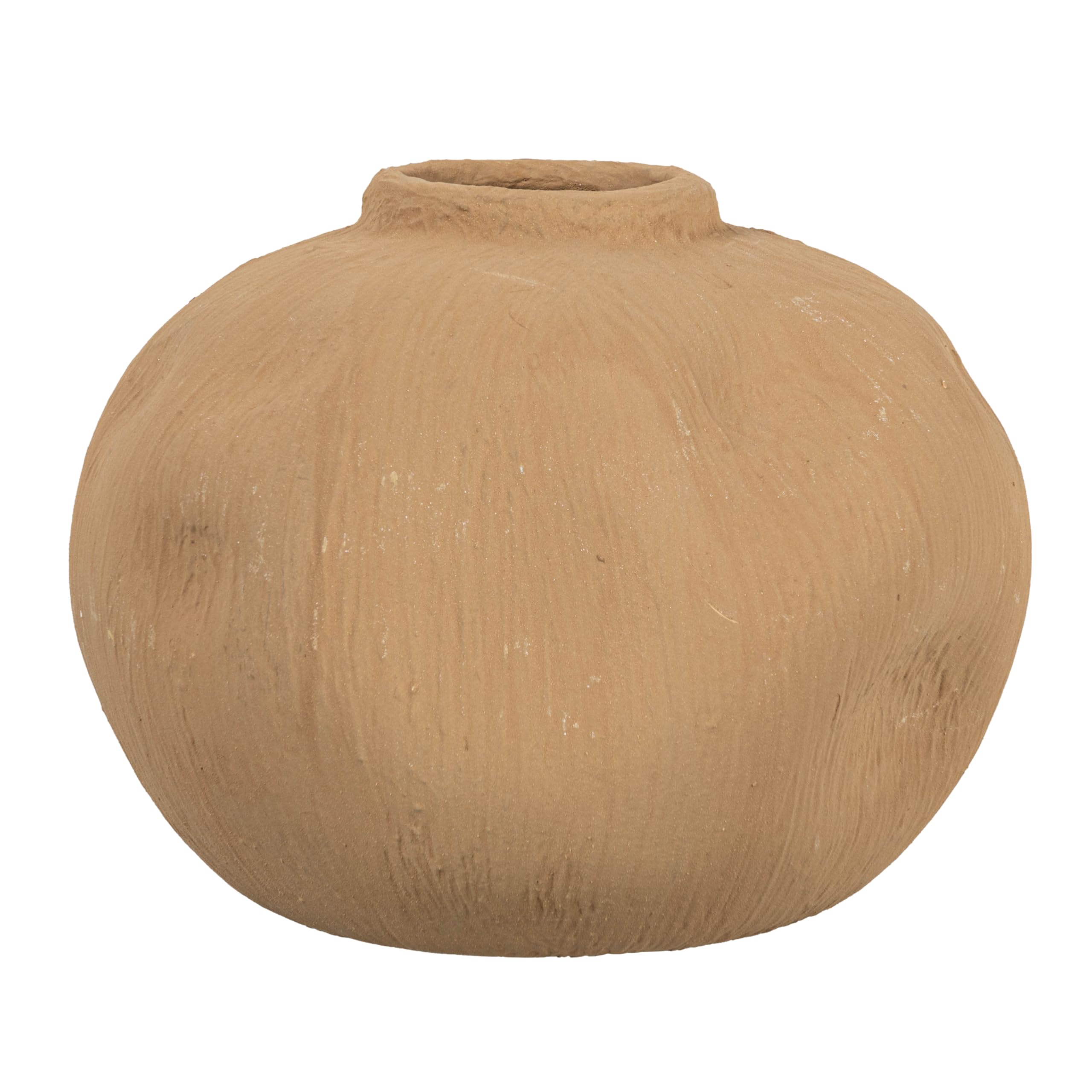 Creative Co-Op Pinched Organic Shape Terracotta Vase, Textured Taupe