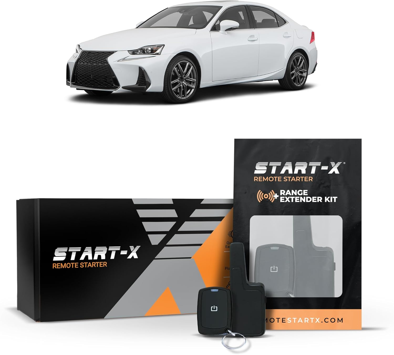 Start-X Remote Starter Kit + 2000ft 1 Way Range Extender for Lexus IS300 (2016-20), IS350 (2014-20), IS250 (2014-15), IS200t (2016-17) Vehicles with Push-to-Start Ignition