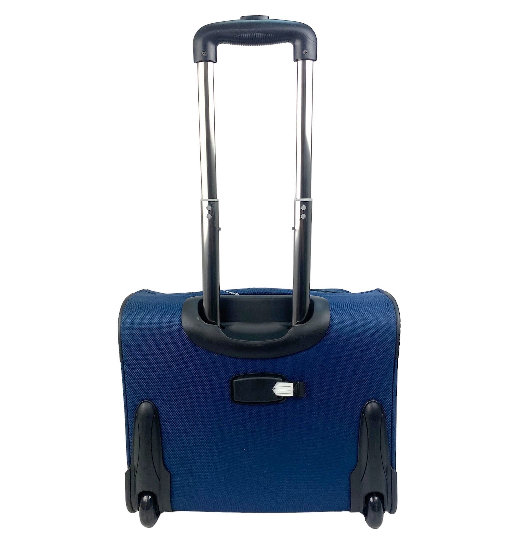 DED Maleta Trolley Equipaje de Mano Comercial piloto Medico Maletin con Ruedas y con 4 Compartimientos Color Azul