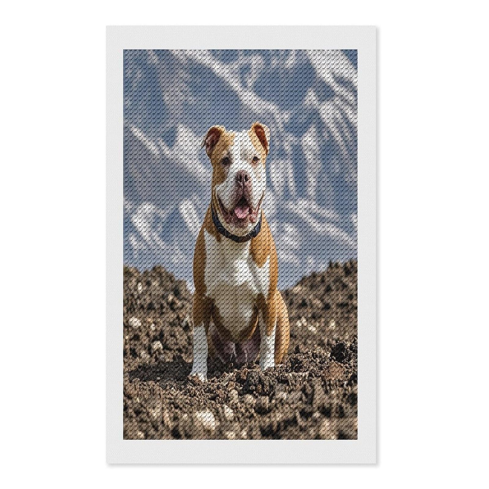 FekiLoot Pitbull Dogs Diamond Painting Kits for Adults Full Round Drill Diamond Art Kits for Beginners 5D DIY Diamond Dots Paintings Diamonds Pictures Gem Art Home Wall Decor 12"x20"