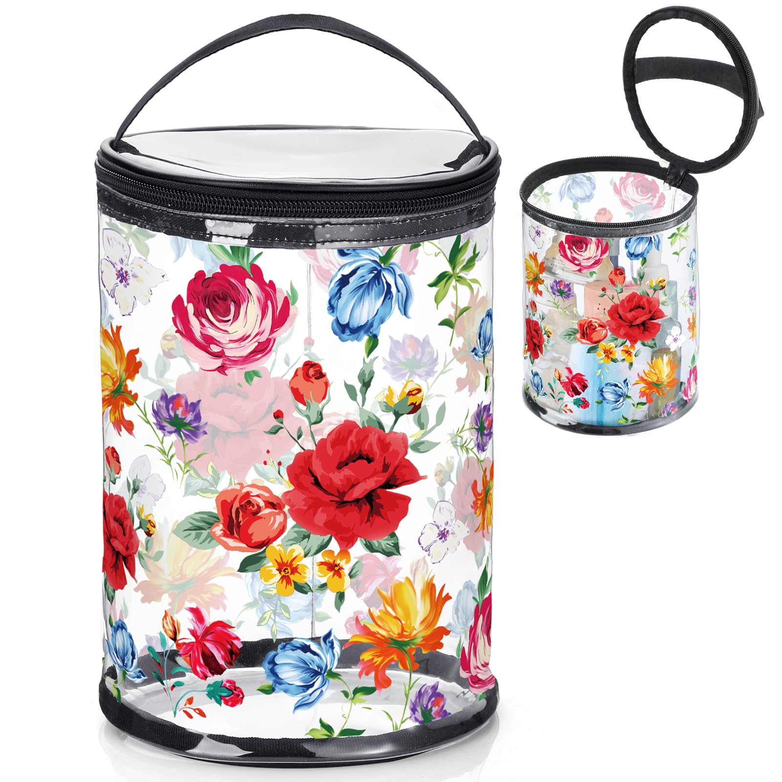 Sanwuta Beach Gifts Heavy Duty Clear Lotion Toiletry Bags for Travel Sunscreen Makeup Cosmetic Pouch Cylinder Bag Waterproof Portable Trip Bag with