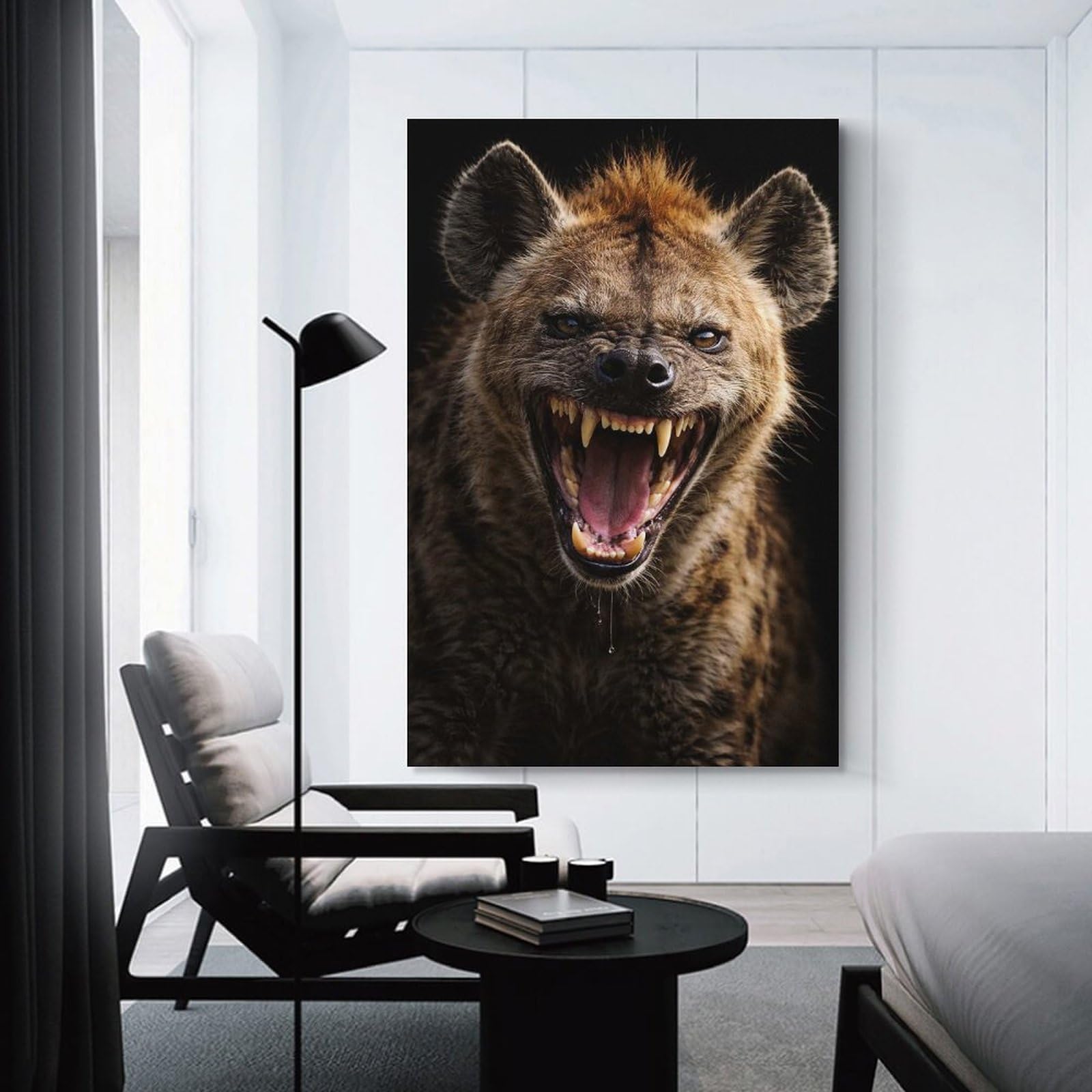 Junmoney Aggressive Hyena Snarling Room Decor Wall Art 20x30inch(50x75cm), for Art Walls, Layered Displays Or Homes, Wall Decor Suited to Curated Displays