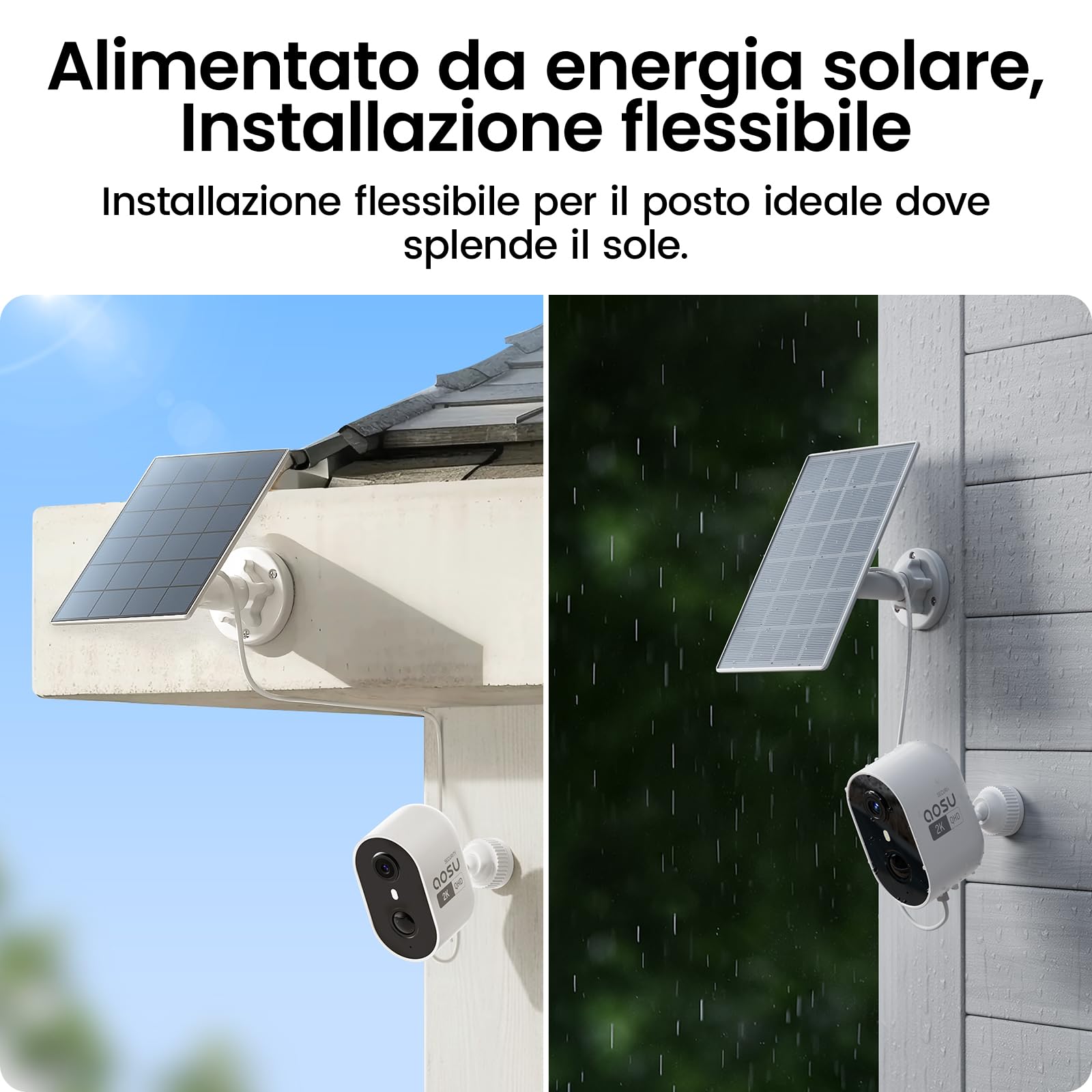 aosu Cámara de Vigilancia 2K Exterior Solare Kit 6 Cámaras con Aosubase 2.0 Sin Suscripción 32GB Almacenamiento Local Cámara Inalámbrica Sensor PIR Alarma Luz Audio Bidireccional Visión Nocturna