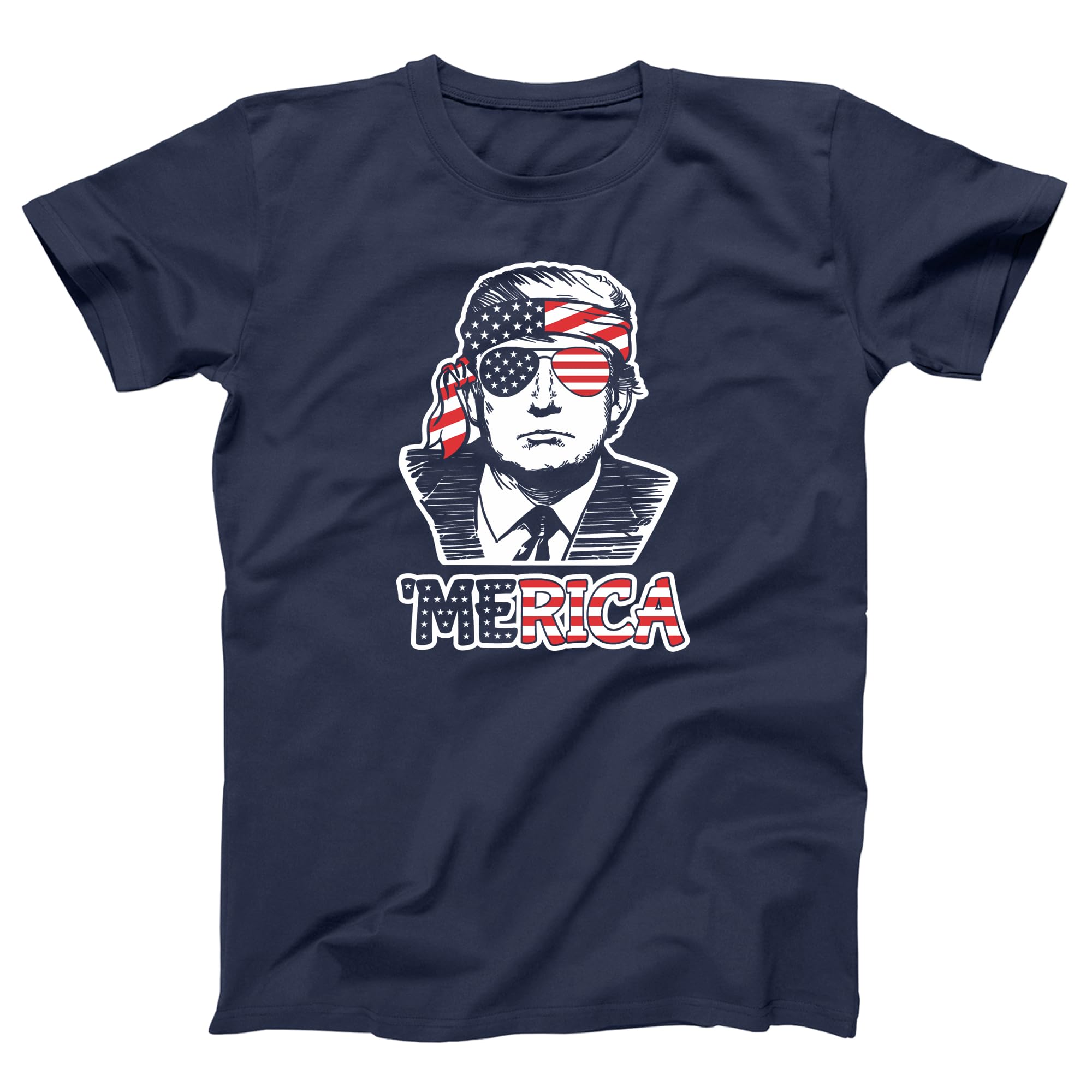 Merica Trump USA Bandana - Funny Vote Trump 2024 Republican America First - Unisex Tee 3X-Large Navy