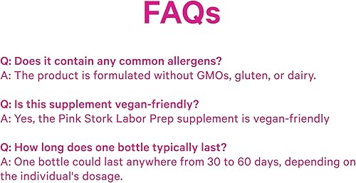 Miniatura 9 de Pink Stork Suplemento de preparación laboral suplemento de hoja de frambuesa roja  onagra nocturna  folato  calcio trabajo y parto esenciales