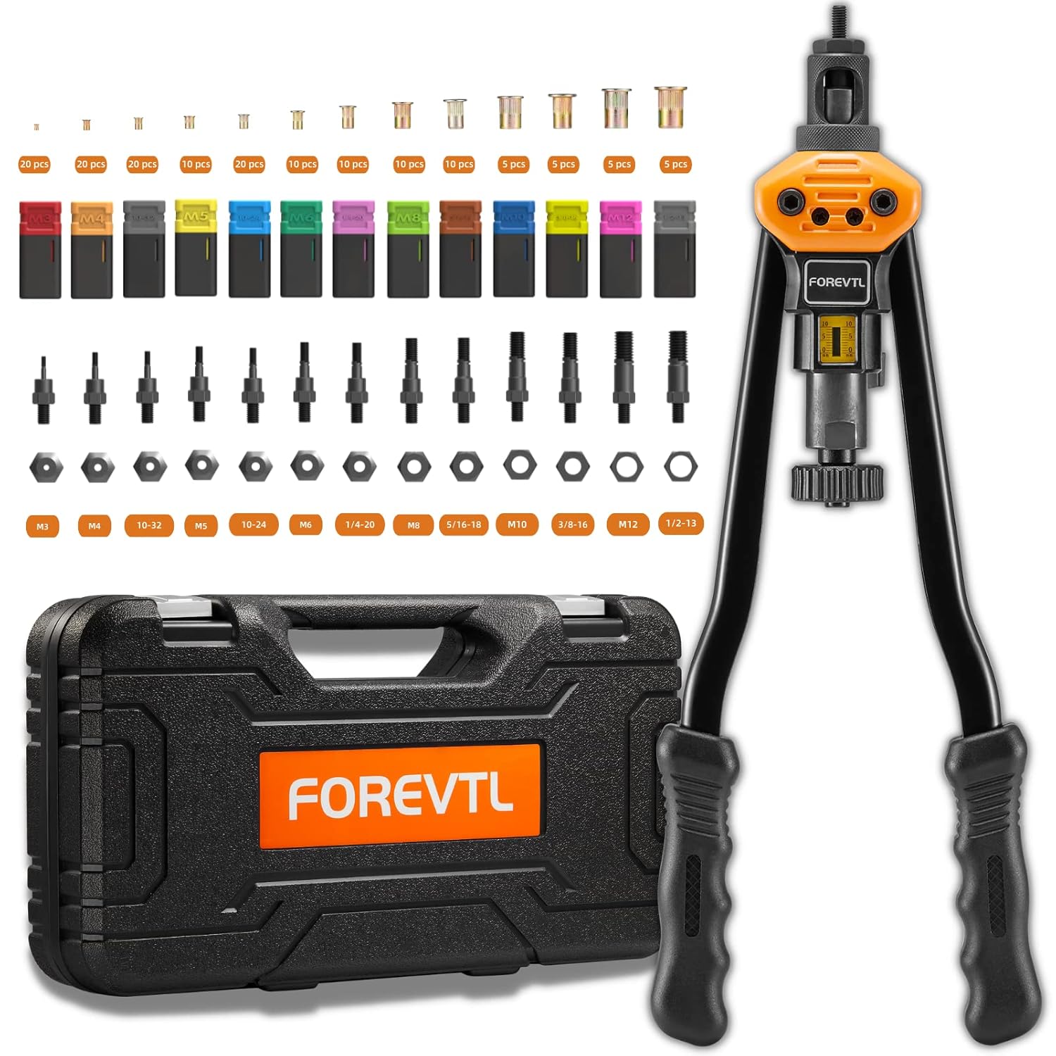 Rivet Nut Tool, 16" Hand Rivet Nut Kit with 13 Mandrels