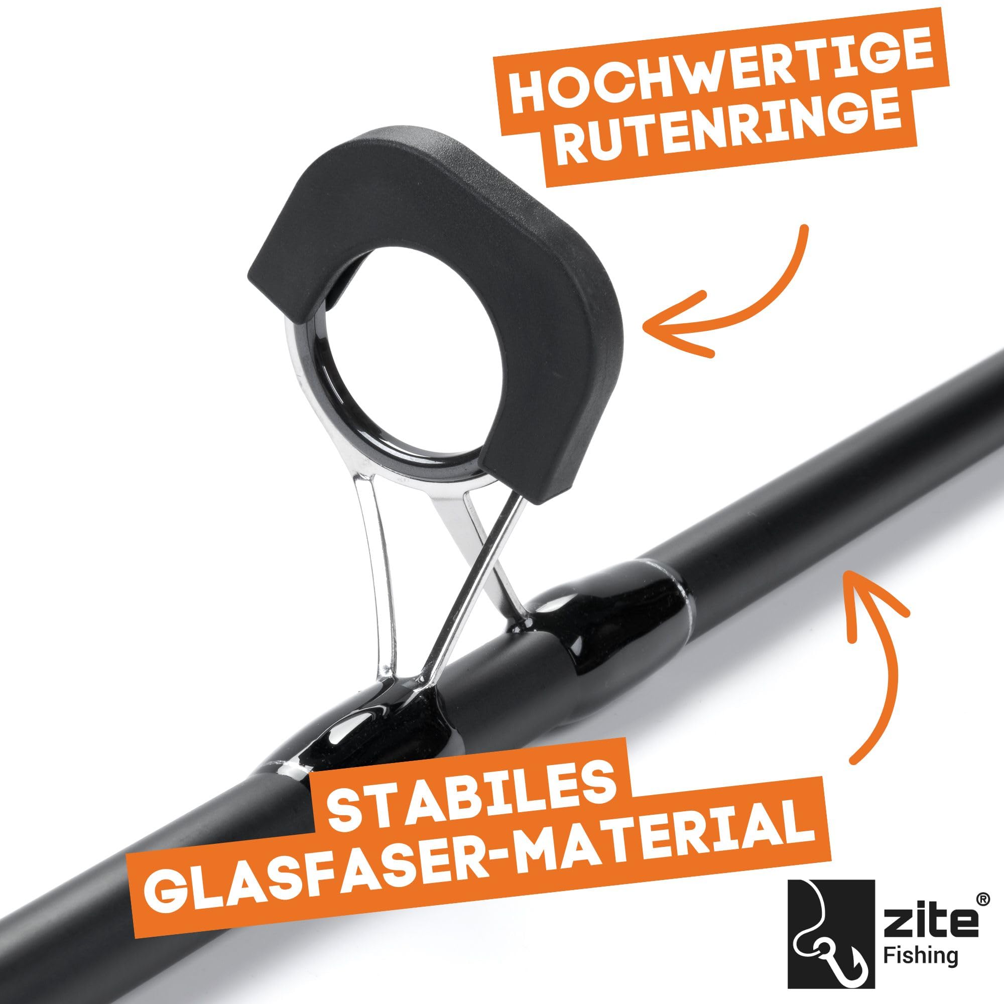 Zite Fishing 3,60m Karpfenrute 3-teilig 3lbs - Composite Carbon-Blank - Steckrute Rutschfester Griff - Angelrute fürs Karpfen-Angeln