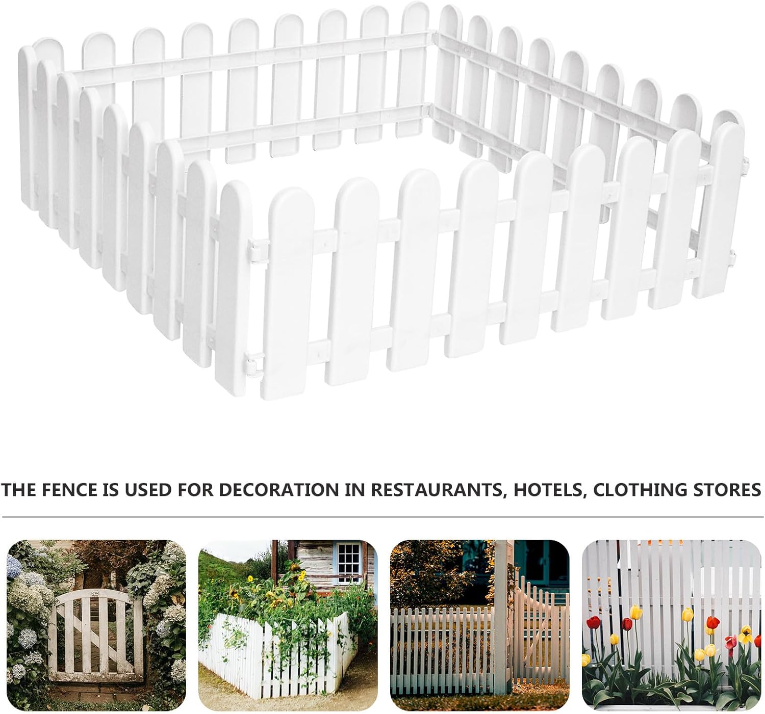 8Pcs Decorative Garden Fence Panels White Yard Enclosure for Outdoor Patio and Villa Landscaping 50Cm Length X 16Cm Height Small Decorative Fence Set for Garden Border