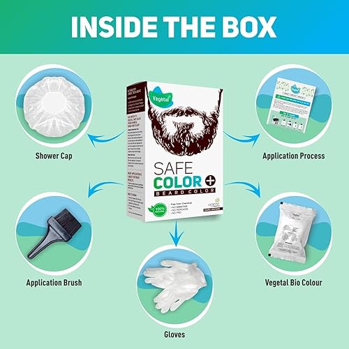 Miniatura 2 de Vegetal Color seguro marrón oscuro de 25 gm, certificado orgánico libre de alergias, color bio natural para el cabello de barba sin fórmula de