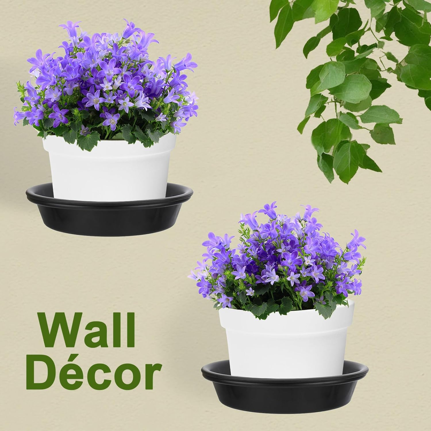 6 Inch Wall Mount Plant Holder with Saucer Trays, 6 Pack Heavy Duty Metal Flower Pot Holder Ring Plant Hanger for Wall Indoor, Ring Planter Bracket for Outside Outdoor Bird Feeder Bath