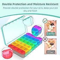 Vista 5 de Daviky Organizador de pastillas 4 veces al día, pastillero semanal de viaje, organizador diario de medicamentos 7 días, soporte grande para guardar
