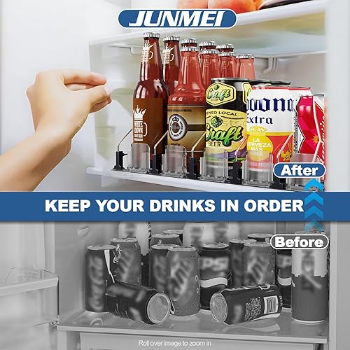 Miniatura 3 de Organizador de bebidas para mini refrigerador, 12 onzas, 16 onzas, 20 onzas, dispensador de latas de soda para refrigerador, ancho ajustable,