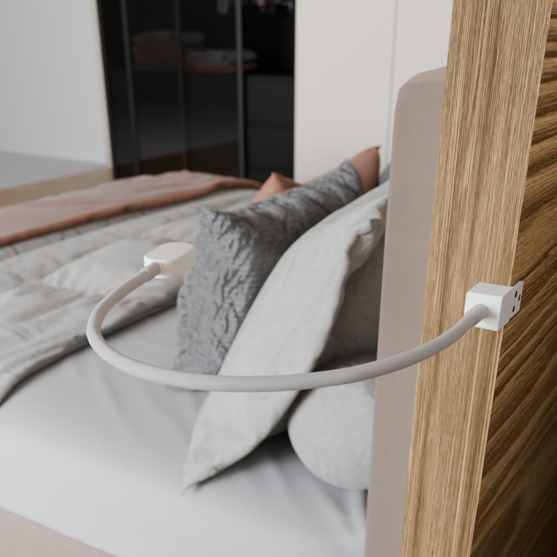 kalb I Ilios LED-Bettleuchte/Leseleuchte mit USB-C, Wand- und Winkelmontage, Flexibler Arm, dimmbar, warmweiß 3000k (1er Set weiß)
