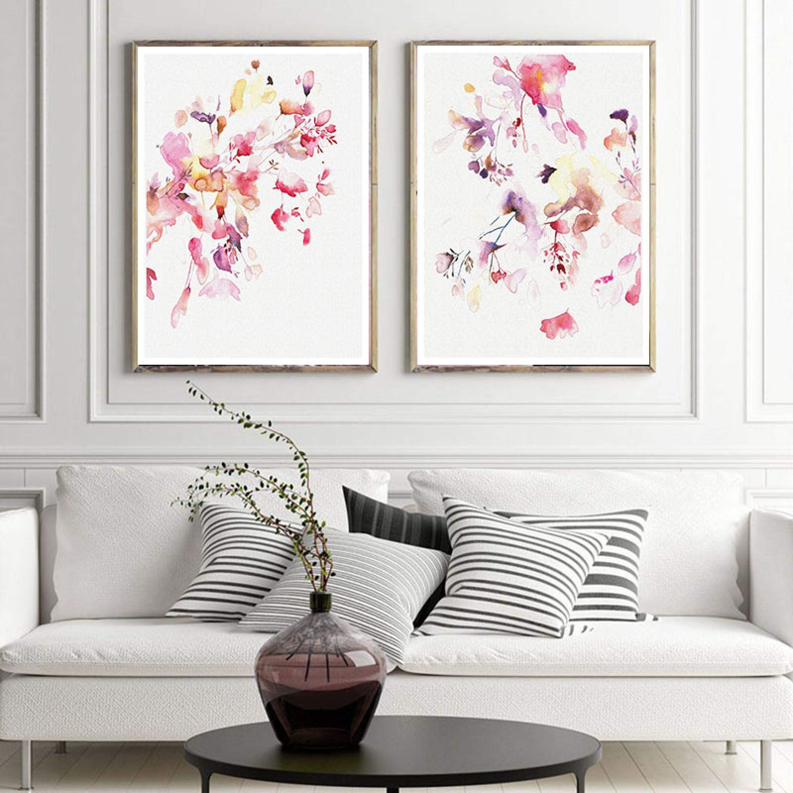 Amazon.co.jp: 北欧現代の壁アート抽象花キャンバス絵画水彩画の花の 
