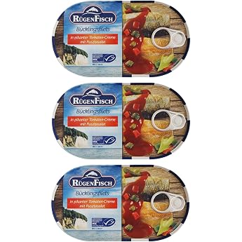 Pack of 3 R gen Fisch B cklingsfillets in Spicy Tomato Cream with Puszta Salad 3 x 200 g