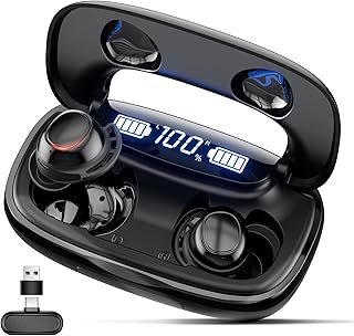 IAMJOY Gaming Earbuds, 20ms Low Latency, Wireless Game Earbuds with LED Display, 90H Play Time, 2.4GHz & Bluetooth, Noise-Canceling Mic Compatible with Meta Quest, PS5/4, VR, Swit…