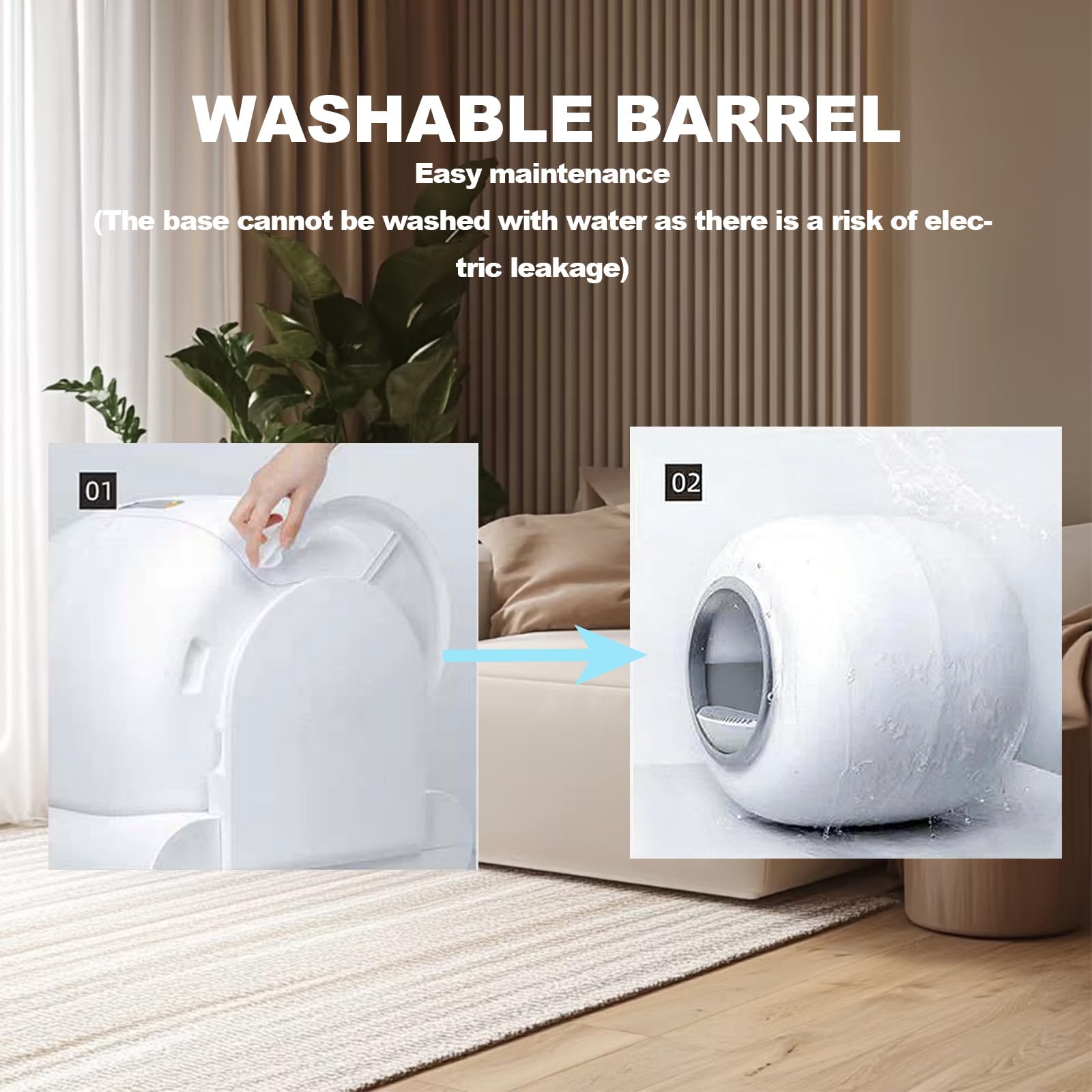 Lettiera Autopulente per Gatti 65 L+ 9 L Cassetta per Gatti Abilitata WiFi | Anti Trappola, Isolamento Odori, Controllo App, Progettazione Sicura, 6 Sacchetti per Rifiuti, 2 Filtri, 1 Tappetino