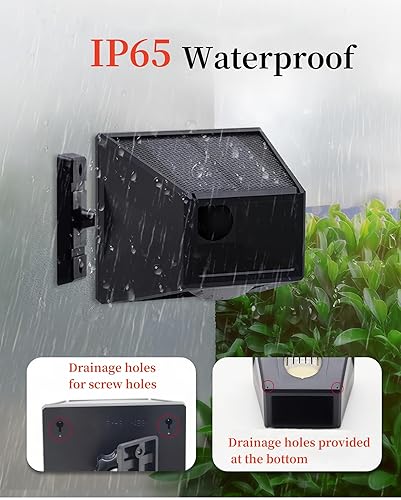 Miniatura 6 de Lancoon Detector de sensor de movimiento al aire libre con alarma solar IP65 resistente al agua 129db alta sirena lámpara estroboscópica con control