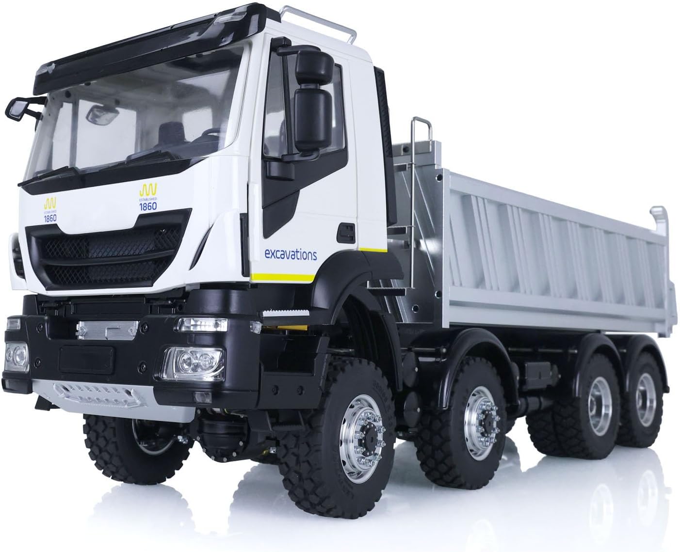 LESU 1/14 RC Hydraulic Dumper Truck with dump bed in lowered position