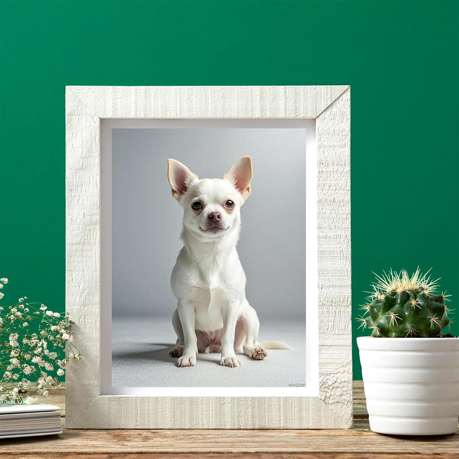 WXQZHF 5D Diamond Art DIY Kits White Chihuahua Diamond Painting Full Round Drill Rhinestones by Number Embroidery Arts and Crafts for Living Room Bedroom Home Wall Decor 12x16 inch / 30x40cm
