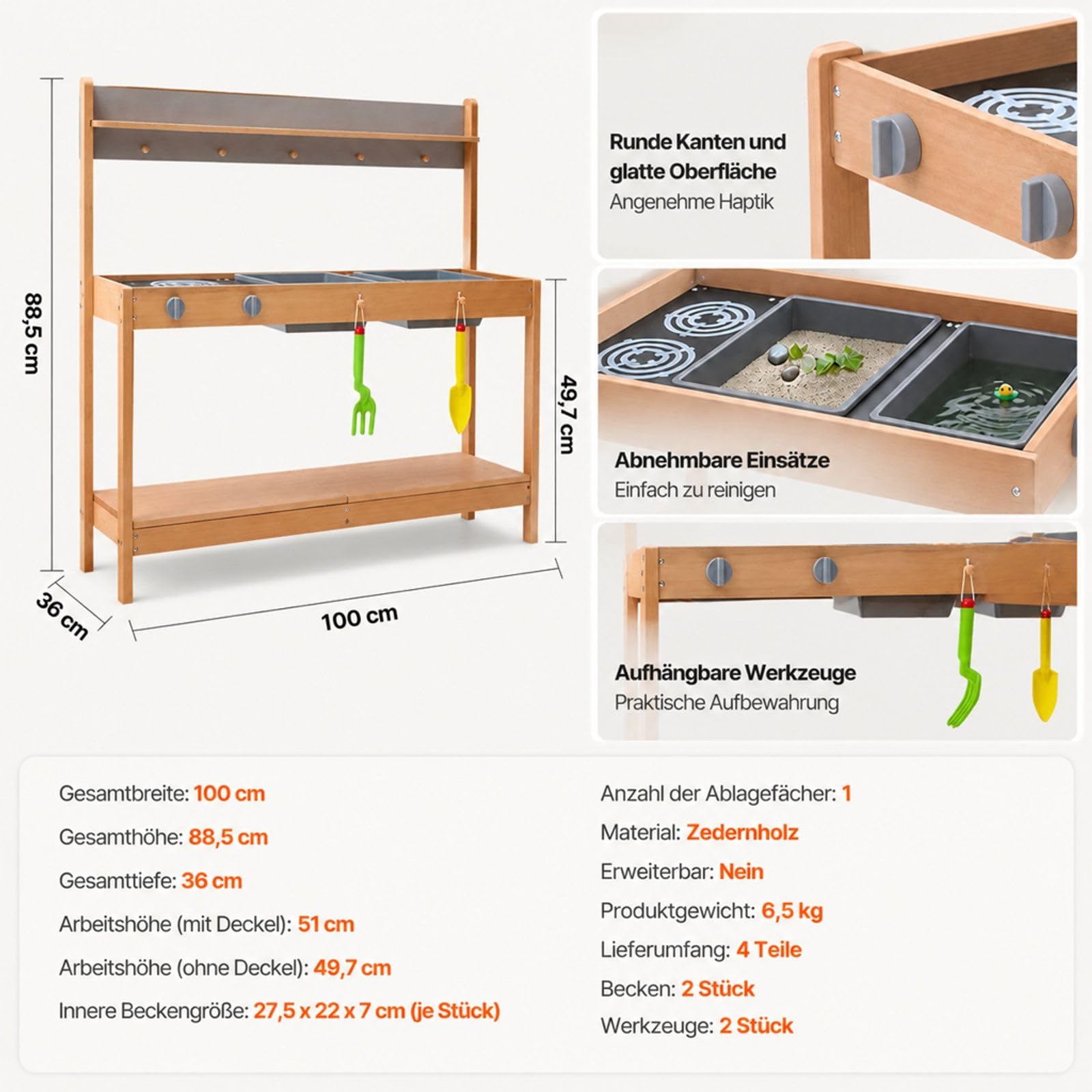 Matschküche aus Holz mit Spüle, Outdoor-Spielküche