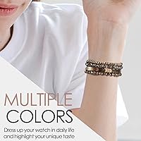 Vista 6 de MOFREE Beaded Bracelet Compatible with Apple Watch Band 38mm/40mm/41mm/42mm, Fashion Elastic Stretch Women Bands for iWatch Series Coffee