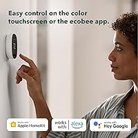 Vista 4 de ecobee Smart Thermostat Essential - Termostato Wi-Fi programable certificado Energy Star - Funciona con Siri, Alexa y Google Assistant