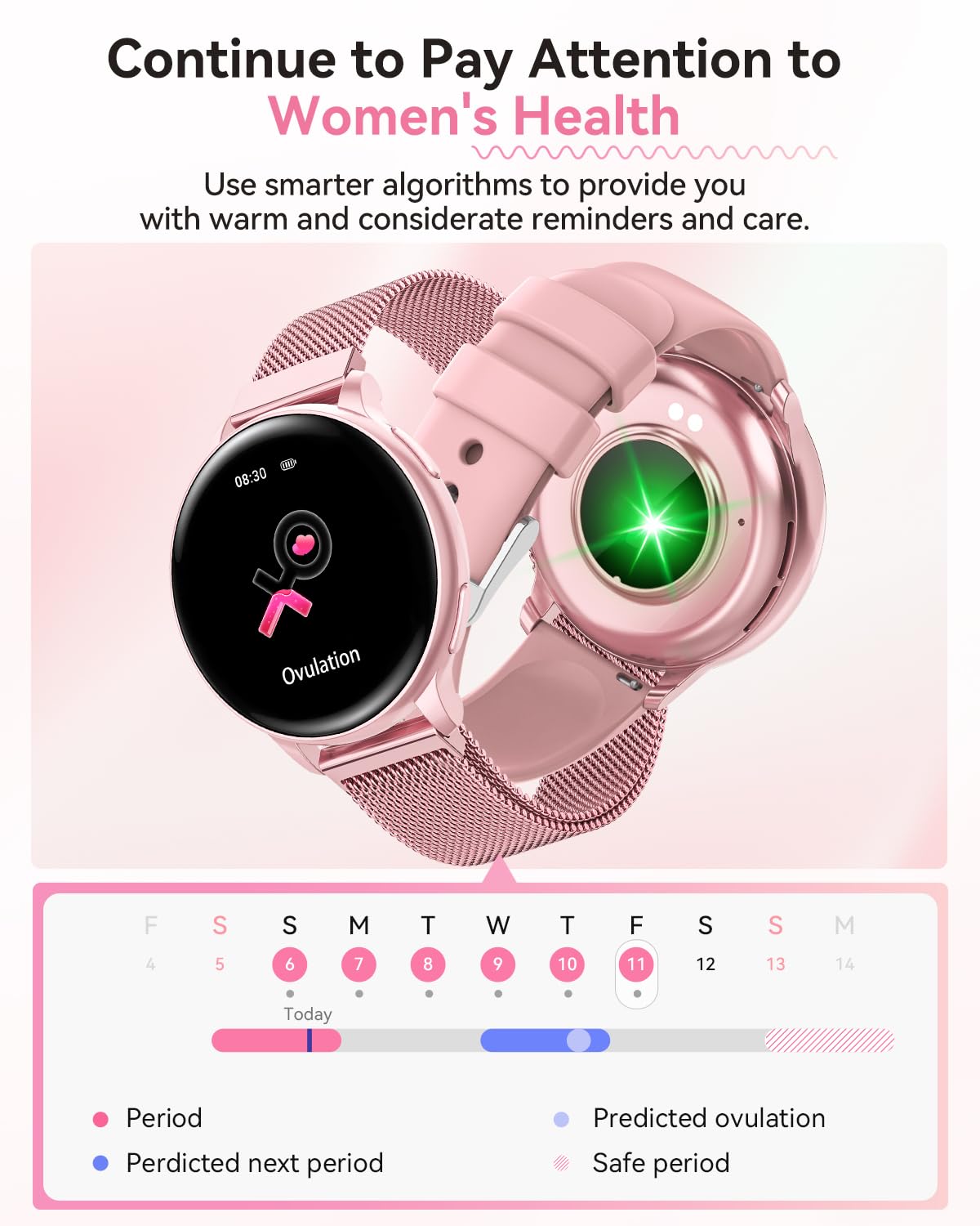 BANLVS smartwatch donna con funzione telefono, orologio da polso da donna con 100+ Sport cardiofrequenzimetro/monitor del sonno/SpO2/ciclo mestruale/BMI/IP68 impermeabile orologio fitness Android iOS