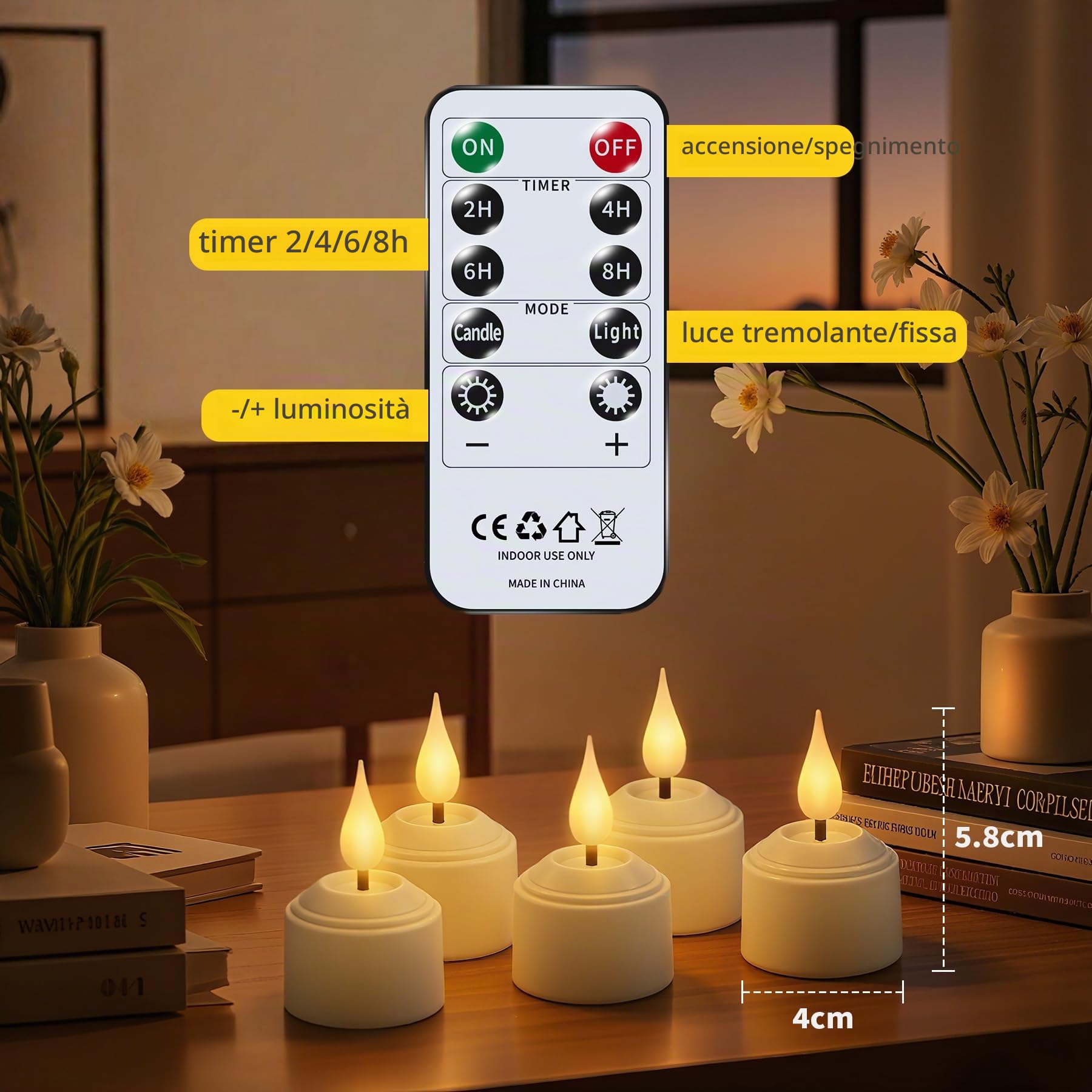 Broyal 12 Pezzi Candele LED Ricaricabili Tea Light con Telecomando,Candele a Led Piccole,Candele Senza Fiamma Per Halloween Natale Decorazioni Casa