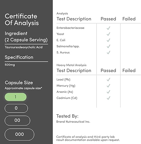 Miniatura 7 de TUDCA Suplemento de apoyo para el hígado con sales biliares, porciones de 500 mg, suplemento de limpieza de hígado y vesícula biliar (60 cápsulas,
