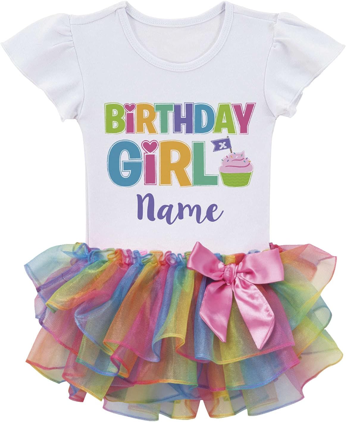 Personalized Planet Birthday Girl Colorful Rainbow Tutu Shirt with Custom Age and Name Printed