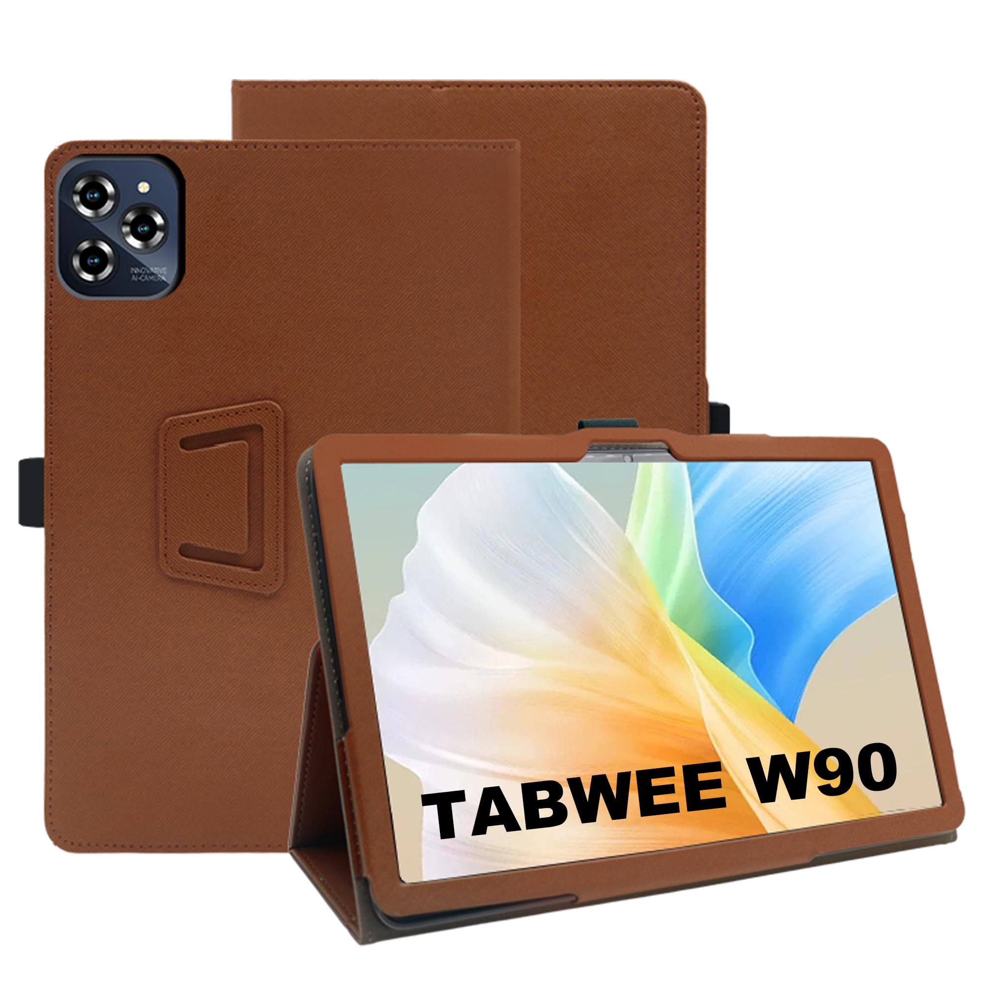 Funda Con Soporte Para Tablet TABWEE W90/T90 11 Pulgadas - Negra, Antigolpes, De PC Y PU