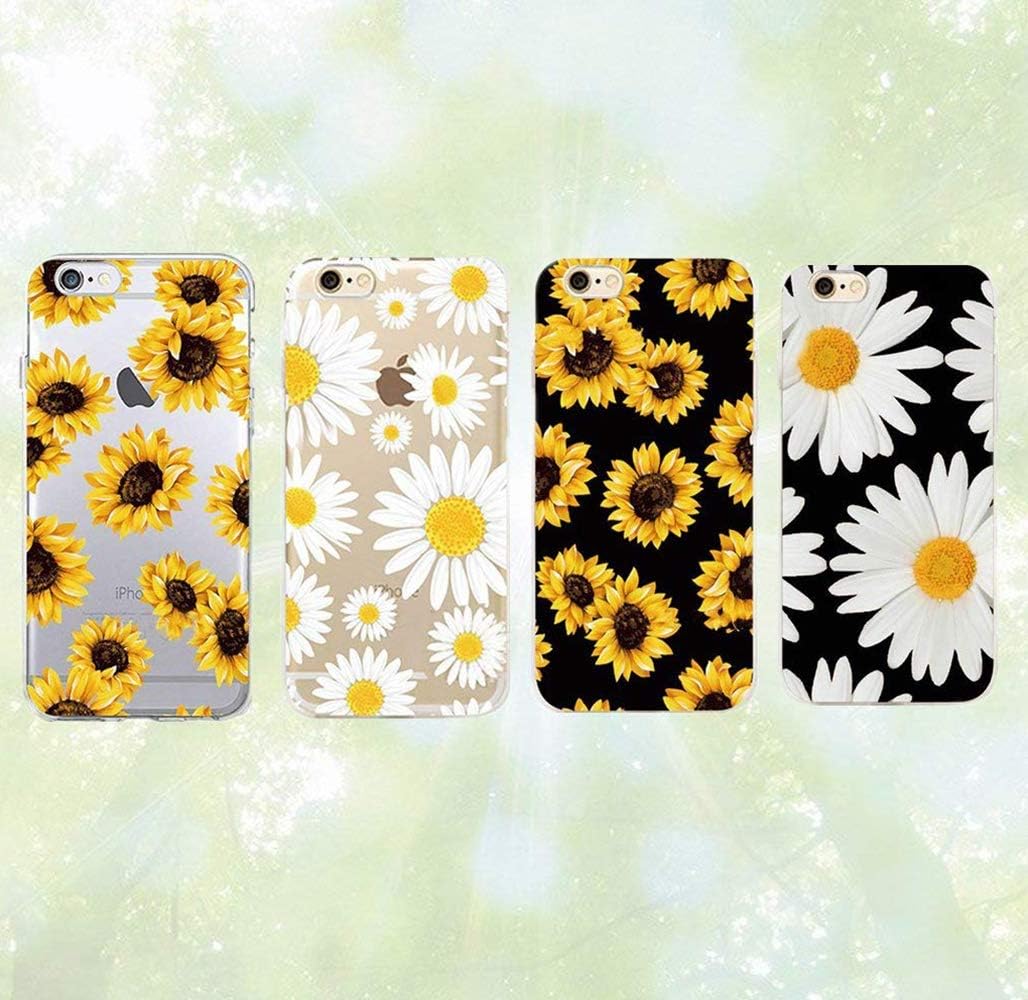 iPhone 8 case, iPhone 7 case, iPhone SE 2020 Case, LYWHL Sunflower Never Fade Flexible Silicone Frosted Case Anti-Scratch Soft TPU Cute Flower Case Cover for iPhone SE, iPhone 7, iPhone 8 (Black)